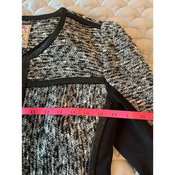 Yoana Baraschi jacket Sz6 Zipper Leather Detail Black And White Moto Style Short - Picture 3 of 7